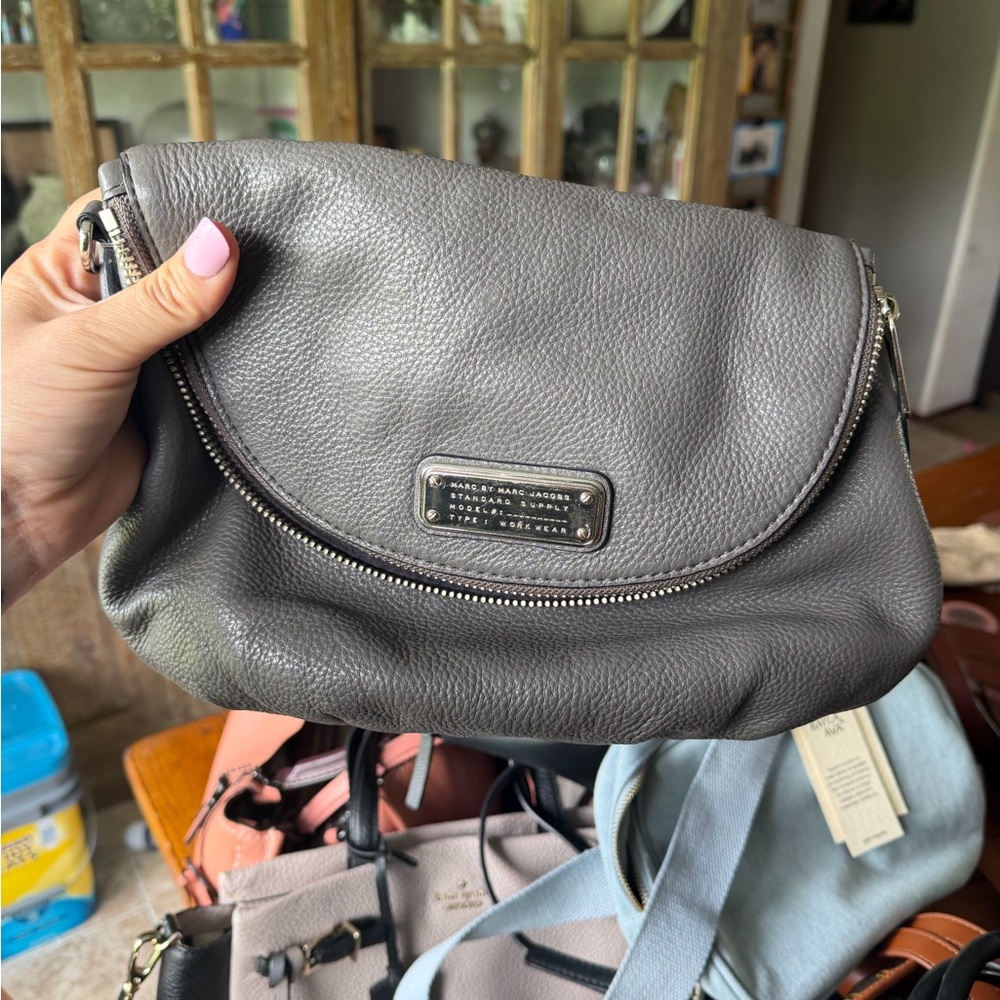 Marc by Marc Jacobs Dark Gray Pebbled Leather Crossbody Bag
